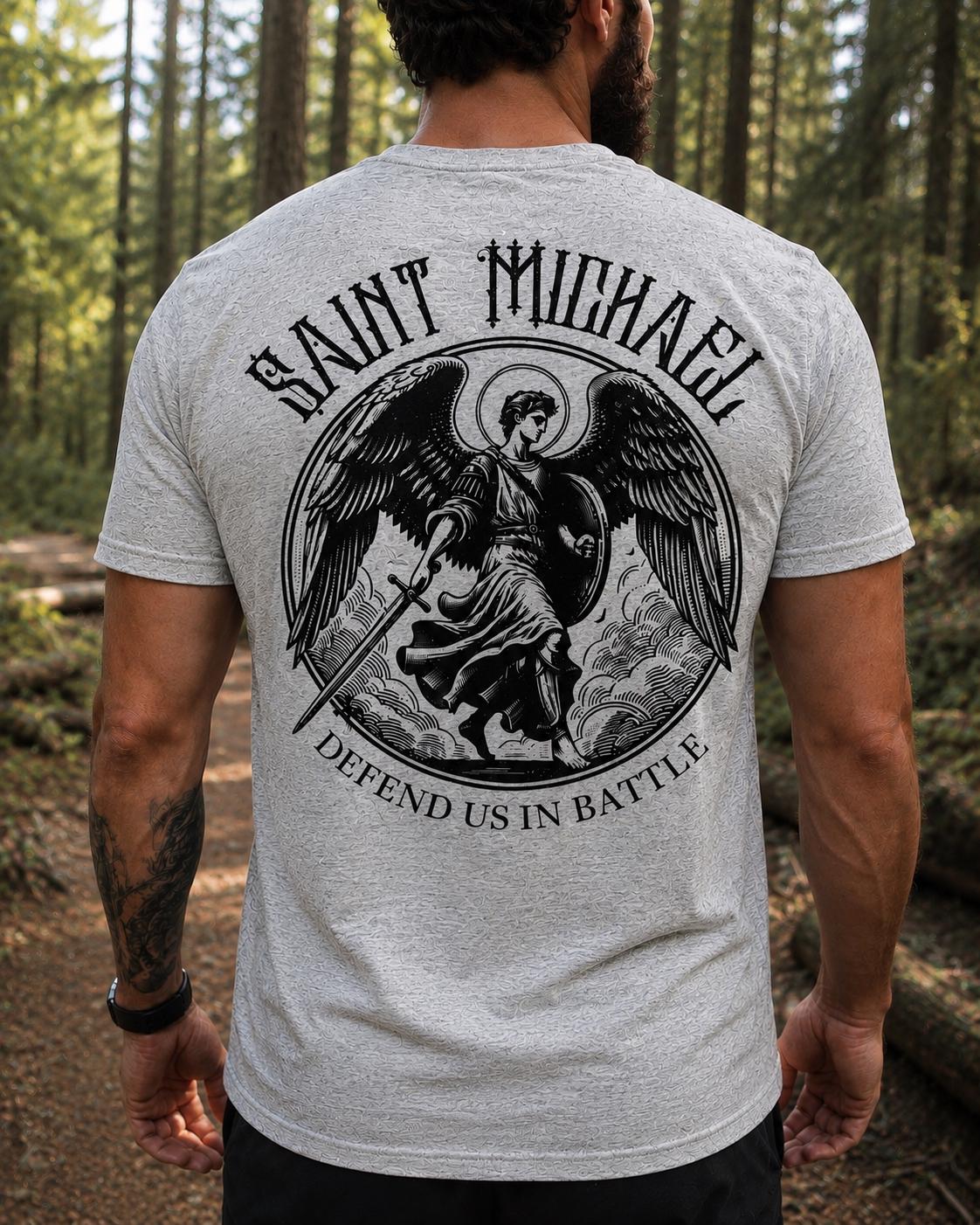 Saint Michael Prayer T-shirt | Defend Us in Battle | Catholic