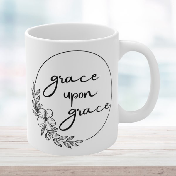 Grace Upon Grace Coffee Mug | Minimalist Christian | Morning Devotion Gifts For Women | Christian Gifts | Catholic Mug