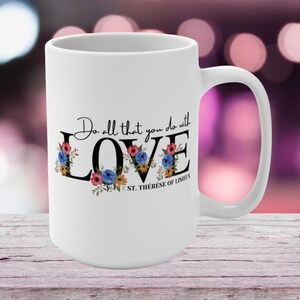 St. Therese Of Lisieux Coffee Mug | Catholic Mugs For Women | Patron Saint Gifts | Little Flower Mug | Religious 15oz Mugs | Catholic Gifts