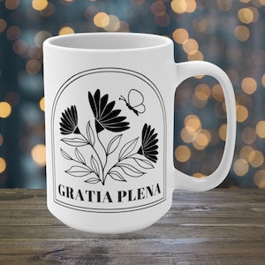 Gratia Plena 15oz Coffee Mug | Fatima Prayer Mug | Marian Mug | Catholic Prayer Mugs | Mother Mary Cup | Catholic Gifts For Women