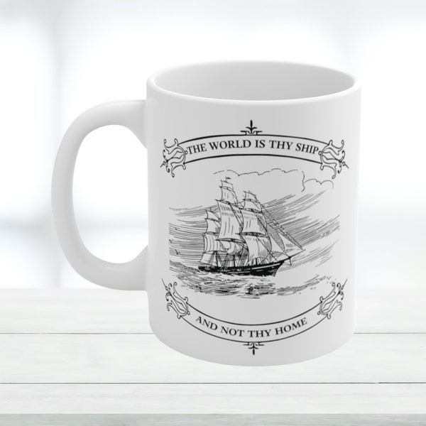 The World Is Thy Ship And Not Thy Home | Saint Therese of Lisieux | Ceramic Travel Mug | Nautical Gifts | Catholic Mugs