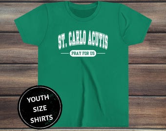 St. Carlo Acutis Youth T-Shirt | Catholic Kids Tee | First Millennial Saint Gift