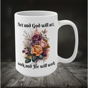St Joan of Arc Mug: Catholic Floral Coffee Mug, Feast Day Gift