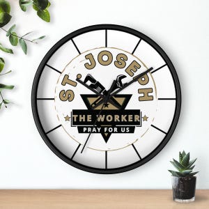 St. Joseph the Worker Wall Clock: Catholic Home Decor Gift