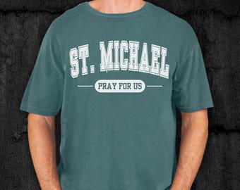 St. Michael Pray For Us Shirt | Catholic Archangel T-Shirt | Comfort Colors Unisex Tee