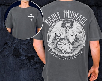 St. Michael the Archangel Comfort Colors T-Shirt | Defend Us in Battle | Catholic & Orthodox Christian Shirt