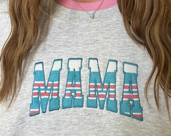 Swaddle Mama Sweatshirt | Embroidered Mama Crewneck From Baby Swaddle/Clothes | Keepsake Mama Sweatshirt