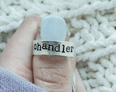 Custom Typewriter Name Ring Silver