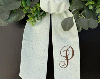 Easter Bunny Wreath Sash | Embroidered Easter Bunny Wreath Sash | Embroidered Easter Wreath Scarf | Monogram Spring Green Wreath Sash
