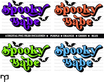Spooky Babe PNG, Halloween Retro PNG, Halloween Shirt PNG, Instant Download, Witch png, Digital download