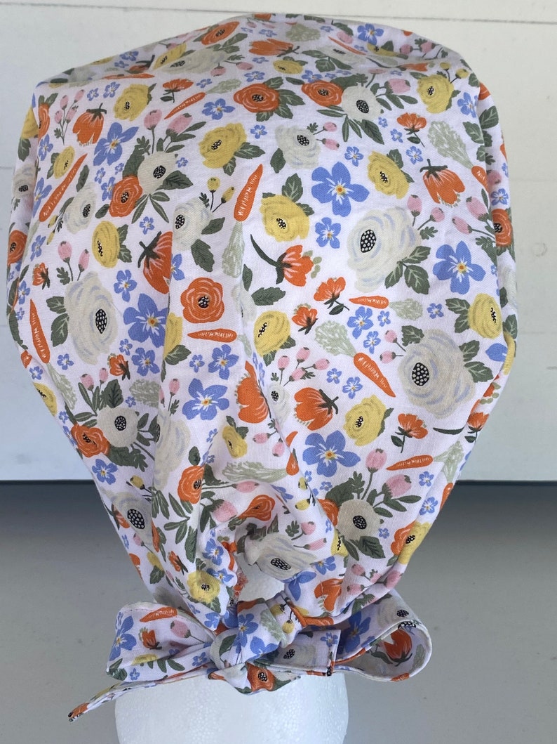 women\u2019s scrub hat Women\u2019s scrub cap spring print Easter Pixie Style scrub cap