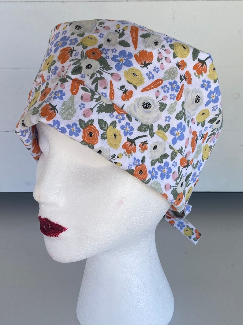 women\u2019s scrub hat Women\u2019s scrub cap spring print Easter Pixie Style scrub cap