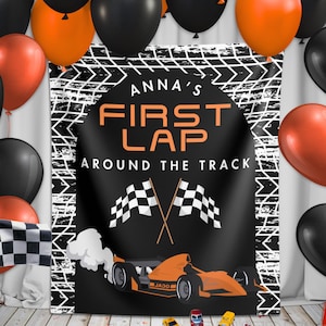 Custom Racing First Bday Backdrop, Racecar Birthday Party Banner, F1 Race Car Theme Decor, Fast One Tapestry, Kids Motorcycle Bike Wall Sign