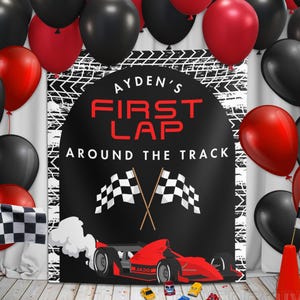 Custom Racing First Bday Backdrop, Racecar Birthday Party Banner, F1 Race Car Theme Decor, Fast One Tapestry, Kids Motorcycle Bike Wall Sign