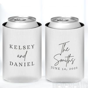 Custom Wedding Can Cooler, Party Favors for Guests, Beer Coozie, Bulk Reception Gift, Bridal Shower Koozie, Personalized Anniversary, Holder