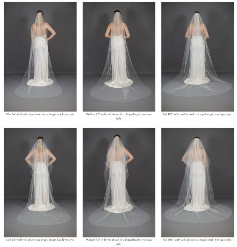 2 tier all lengths and widths many color options Bridal illusion tulle two tier wedding veil customizable