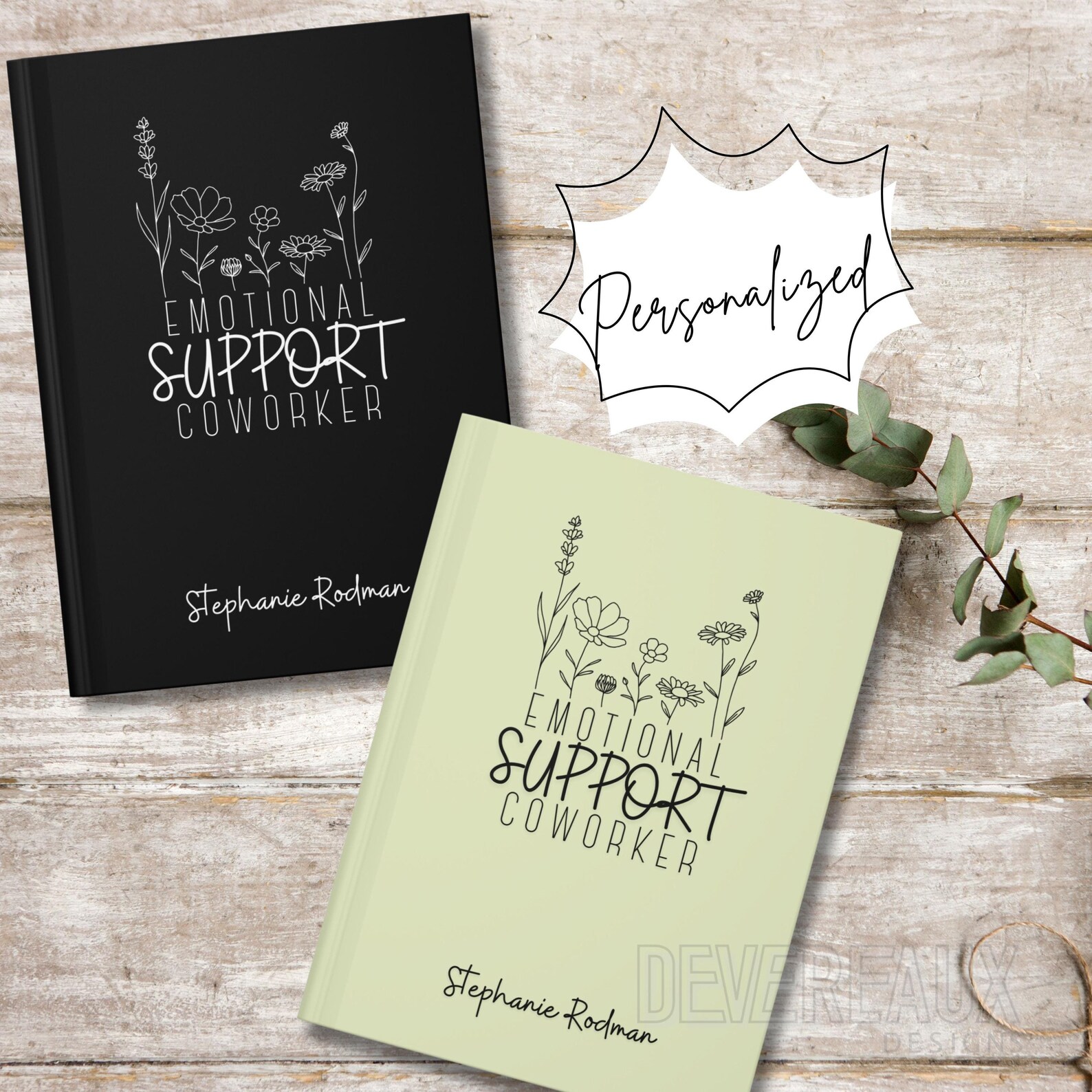Emotional Support Coworker Notebook, Personalized Hardcover Journal ...