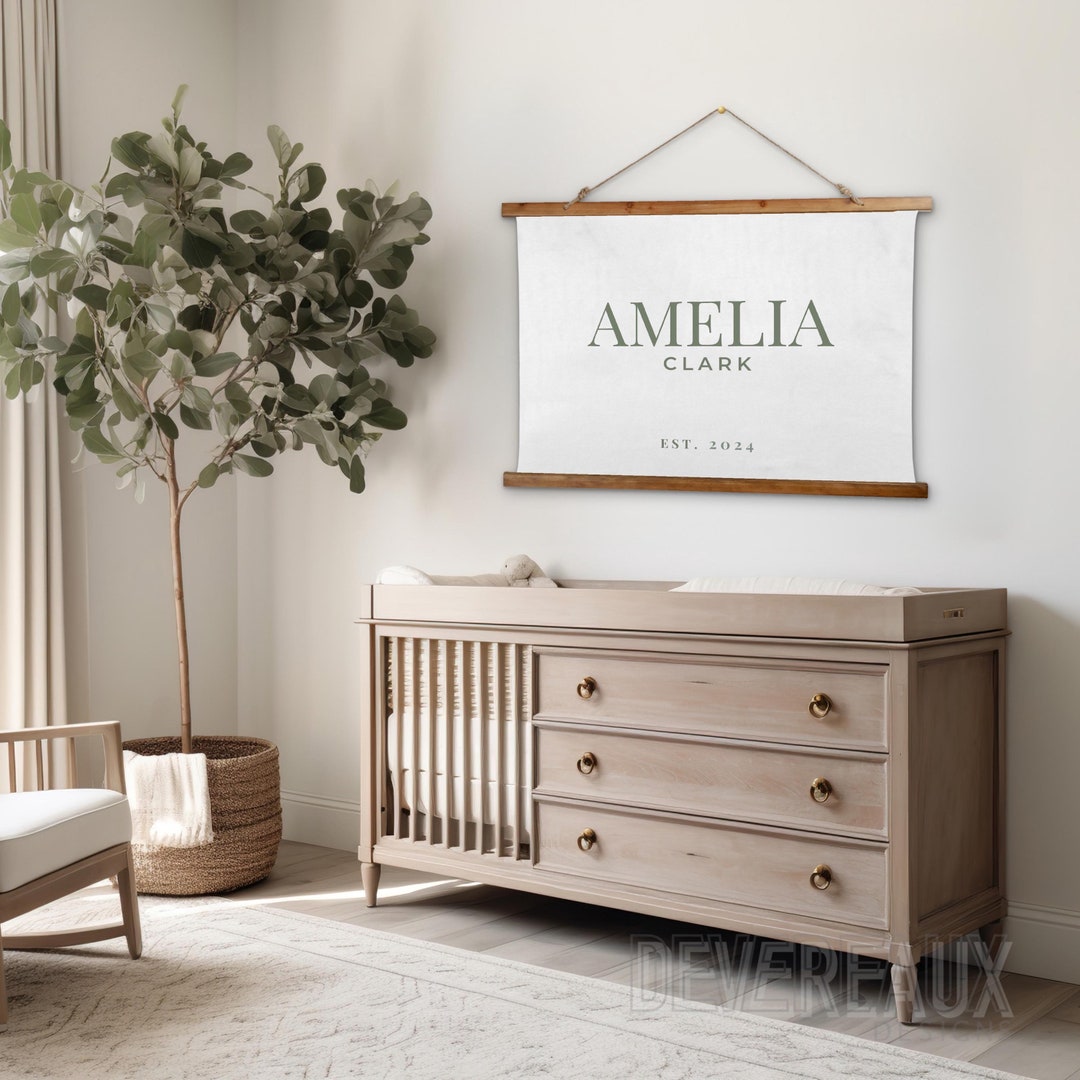 Custom Baby Name and Birth Year, Wood Panel Wall Hanging, Canvas Art ...