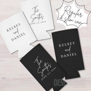 Custom Wedding Can Cooler, Party Favors for Guests, Beer Coozie, Bulk Reception Gift, Bridal Shower Koozie, Personalized Anniversary, Holder