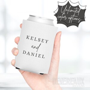 Custom Wedding Can Cooler, Party Favors for Guests, Beer Coozie, Bulk Reception Gift, Bridal Shower Koozie, Personalized Anniversary, Holder