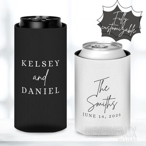 Custom Wedding Can Cooler, Party Favors for Guests, Beer Coozie, Bulk Reception Gift, Bridal Shower Koozie, Personalized Anniversary, Holder