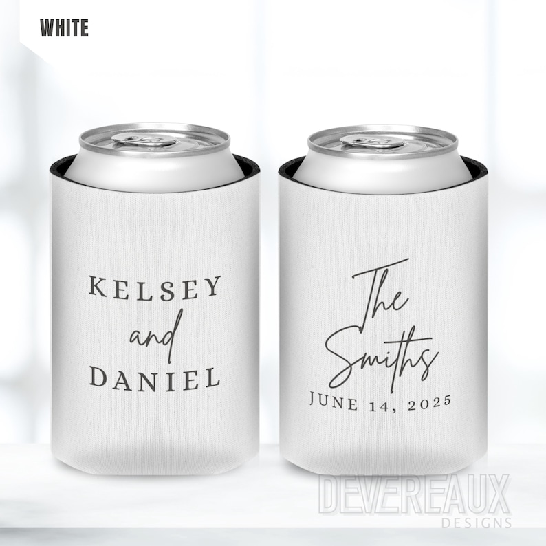 Custom Wedding Can Cooler, Party Favors for Guests, Beer Coozie, Bulk Reception Gift, Bridal Shower Koozie, Personalized Anniversary, Holder