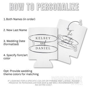 Custom Wedding Can Cooler, Party Favors for Guests, Beer Coozie, Bulk Reception Gift, Bridal Shower Koozie, Personalized Anniversary, Holder