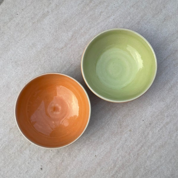 Ceramic Tapas Bowls / Orange & Green