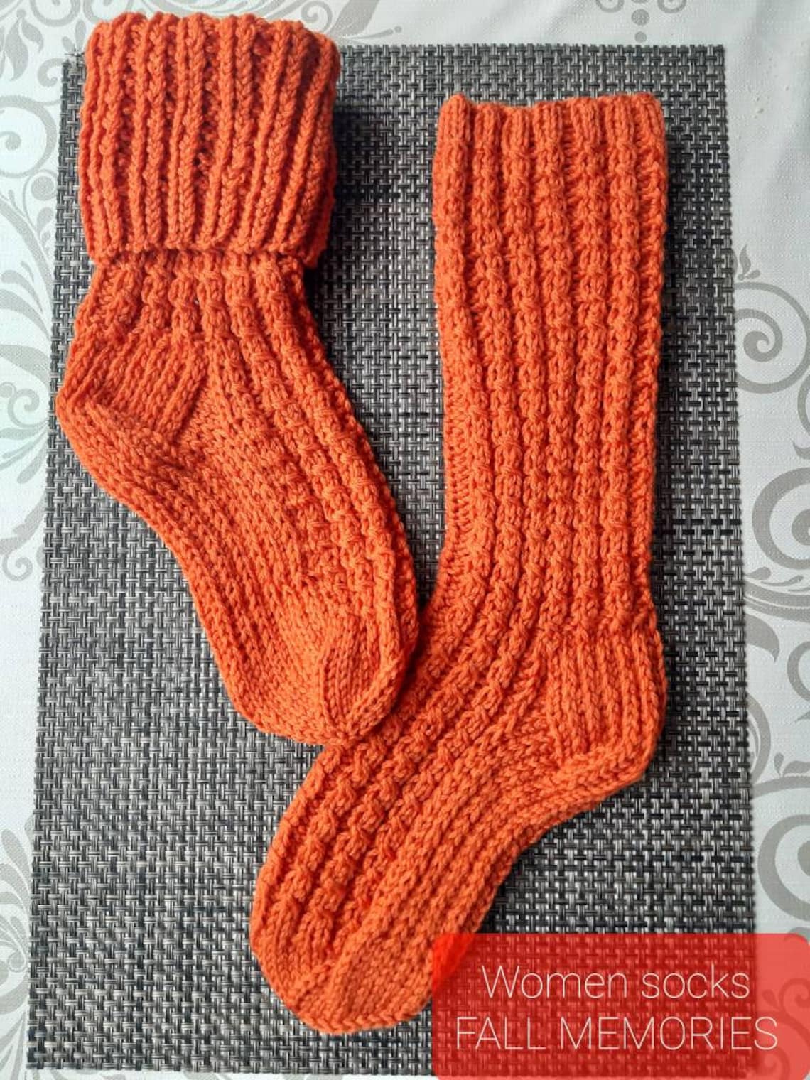 Handmade knitted women socks FALL MEMORIES Etsy