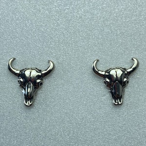 Sterling silver 925 southwestern cow skull studs, sterling silver earrings, stud earrings, cow skull earrings, 925 silver