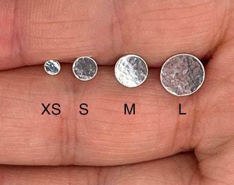 Silver Hammered Dainty Dot Stud Earrings/Small Sterling Minimalist Posts/Round Geometric Earrings/Tiny Studs/Petite Posts