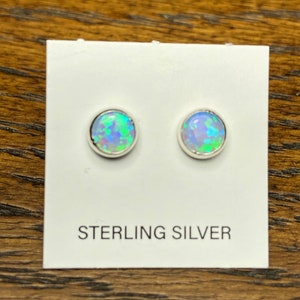 5mm Light Blue Fire Opal Stud Earring/Tiny Post Earring/Small Earring/Sterling Silver Fire Opal Post Earring/Helix/Tragus/Cartilage/Handmade