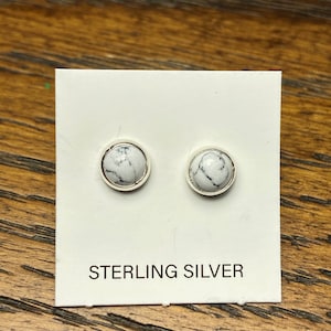 5mm White Buffalo Stud Earring/Tiny Post Earring/Small Earring/Sterling Silver Howlite White turquoise Post/Helix/Tragus/Cartilage/Handmade