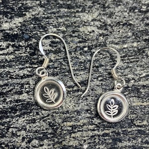 Stamped Leaf Earrings/Cute Leaf Drop Earring/Sterling Silver/Handmade/Handstamped Leaf Dangle Earring/Free Shipping/Minimalist Drop