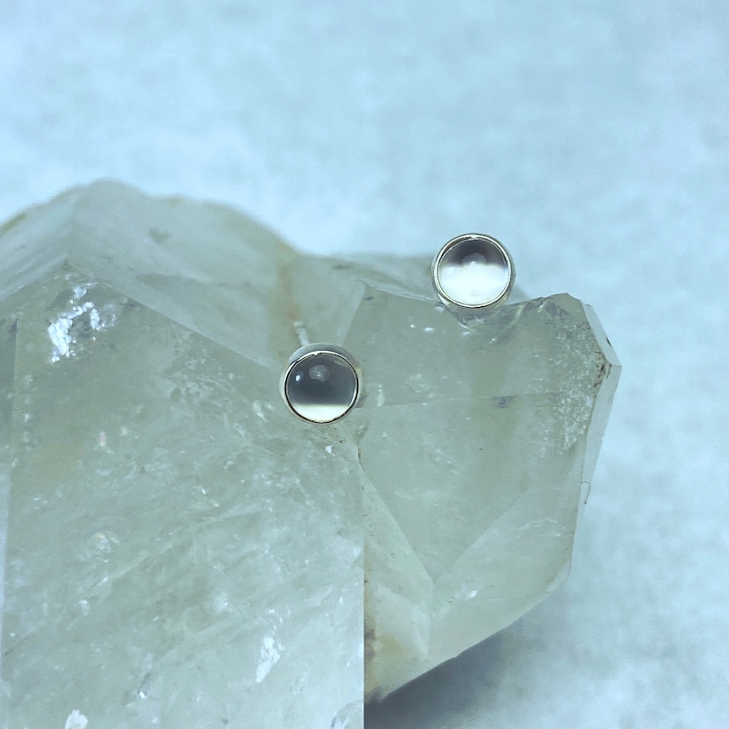 Natural Moonstone 4-Prong Stud Earrings