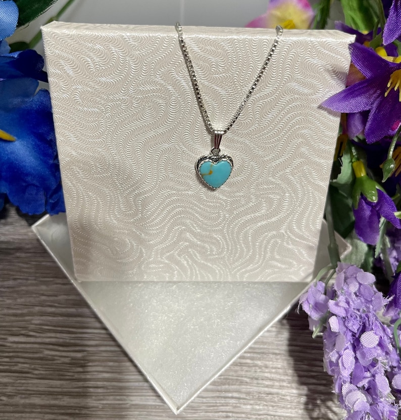 Turquoise Heart Pendant Necklace/blue Turquoise Etsy