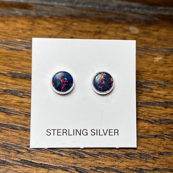 5mm Black Fire Opal Stud Earring/Tiny Post Earring/Small Earring/Sterling Silver Fire Opal Post Earring/Helix/Tragus/Cartilage/Handmade