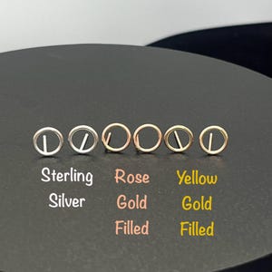 Circle Stud Earrings, Sterling Silver, Yellow Gold Filled, Rose Gold Filled, Handmade In The USA, Sold In Pairs, Dainty And Lightweight,