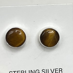 6mm Tiger Eye Stud Earring/Tiny Post Earring/Small Earring/Sterling Silver Tigers Eye Post Earring/Helix/Tragus/Cartilage/Handmade/For Her