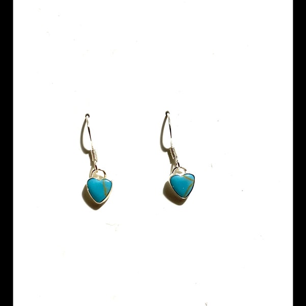 Turquoise 6mm Dangle Earring/Heart Drop Earring/Turquoise Earring/Made in USA/Gift/For Her