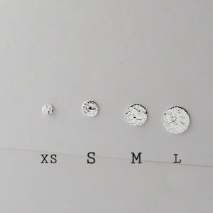 Hammered Sterling Silver Stud Earrings/Dainty Small Sterling Minimalist Dot/Round Geometric Earrings/Tiny Studs/Petite Posts