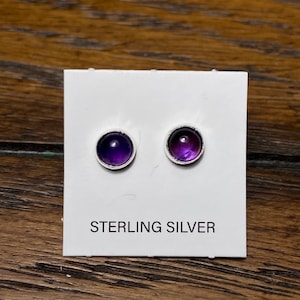 5mm Amethyst Stud Earring/Tiny Post Earring/Small Earring/Sterling Silver purple Post Earring/Helix/Tragus/Cartilage/Handmade/For Her