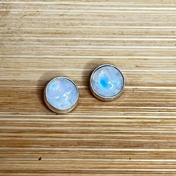 6mm Rainbow Moonstone Stud Earring/Tiny Post Earring/Small Earring/Sterling Silver Moonstone Post Earring/Helix/Tragus/Cartilage/For Her