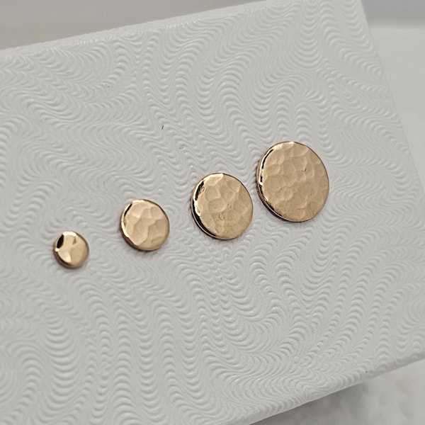 Yellow Gold Filled Hammered Dainty Dot Stud Earrings/Small Gold Filled Minimalist Posts/Round Geometric Earrings/Tiny Studs/Petite Posts