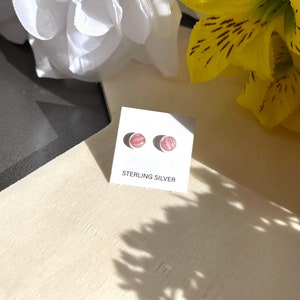 5mm Rhodochrosite Stud Earring/Big Round Post Earring/Pink Dot Earring/Cute Pink Post Earring/Helix Tragus Cartilage Piercing Dot Post Stud