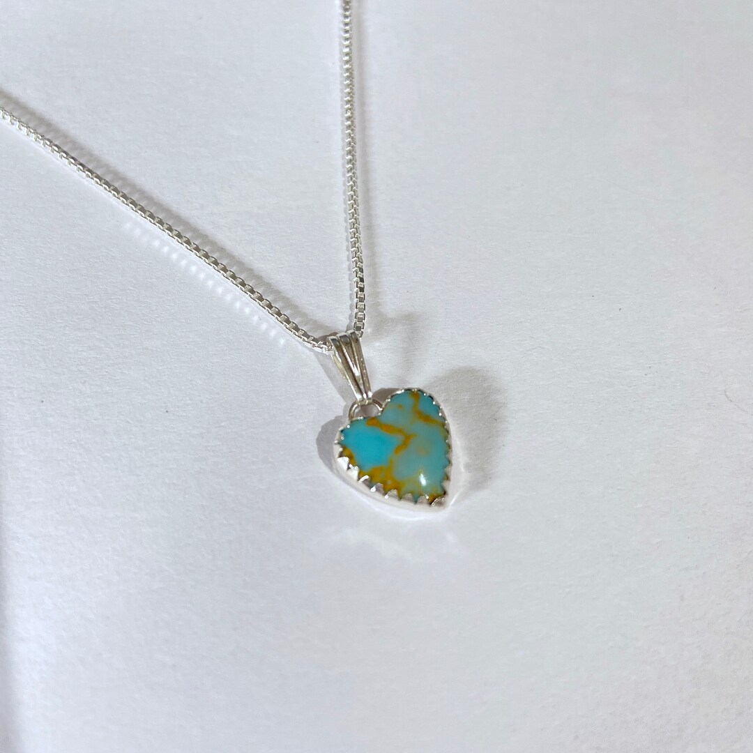Turquoise Heart Pendant Necklace/blue Turquoise Heart Necklace/box