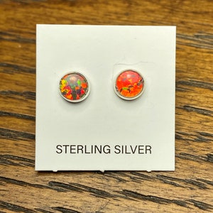 5mm Red Fire Opal Stud Earring/Tiny Post Earring/Small Earring/Sterling Silver Fire Opal Post Earring/Fire Opal Jewelry/Handmade
