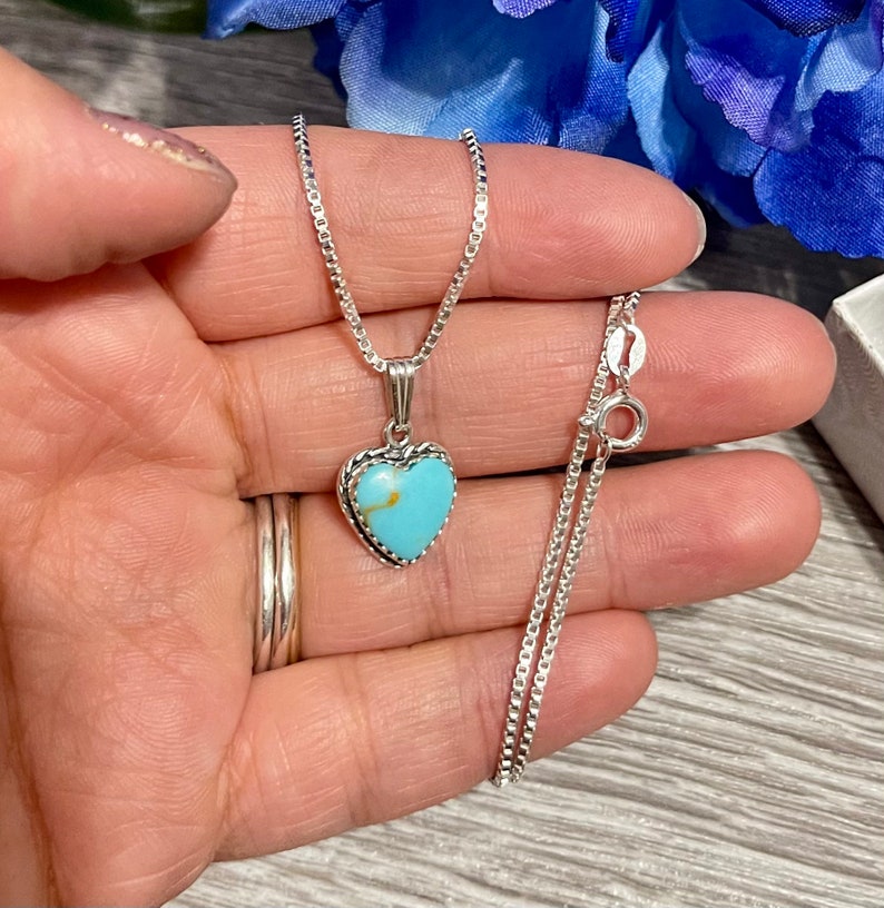 Turquoise Heart Pendant Necklace/blue Turquoise Etsy