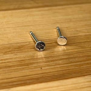 Silver 3mm Hammered Dainty Dot Stud Earrings/Small Sterling Minimalist Posts/Round Geometric Earrings/Tiny Studs/Petite Posts
