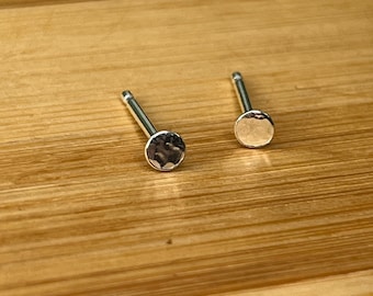 Silver 3mm Hammered Dainty Dot Stud Earrings/Small Sterling Minimalist Posts/Round Geometric Earrings/Tiny Studs/Petite Posts